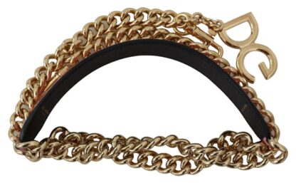 Dolce & Gabbana - Pink Leather Gold Chain Accessory Shoulder Strap