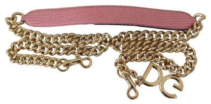 Dolce & Gabbana - Pink Leather Gold Chain Accessory Shoulder Strap