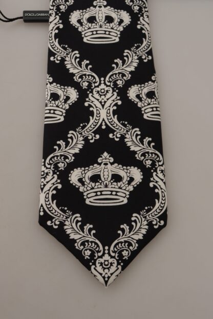 Dolce & Gabbana - Elegant Silk Black Crown Bow Tie