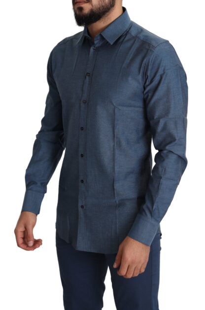 Dolce & Gabbana - Elegant Slim Fit Blue Cotton Dress Shirt