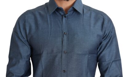 Dolce & Gabbana - Elegant Slim Fit Blue Cotton Dress Shirt