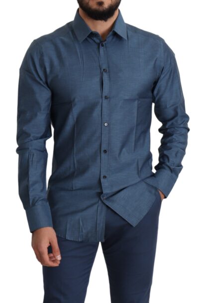 Dolce & Gabbana - Elegant Slim Fit Blue Cotton Dress Shirt