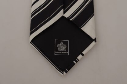 Dolce & Gabbana - Black and White Silk Neck Tie