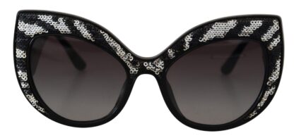 Dolce & Gabbana - Elegant Black and Silver Sequined Butterfly Sunglasses