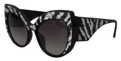 Dolce & Gabbana - Elegant Black and Silver Sequined Butterfly Sunglasses