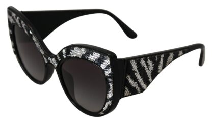 Dolce & Gabbana - Elegant Black and Silver Sequined Butterfly Sunglasses