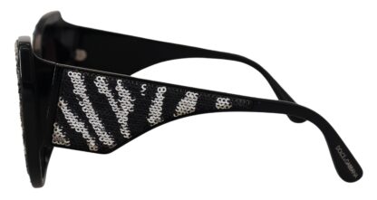 Dolce & Gabbana - Elegant Black and Silver Sequined Butterfly Sunglasses