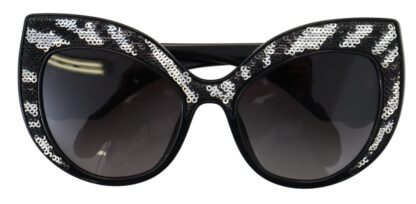 Dolce & Gabbana - Elegant Black and Silver Sequined Butterfly Sunglasses