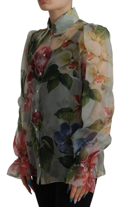 Dolce & Gabbana - Elegant Silk Floral Blouse Long Sleeves