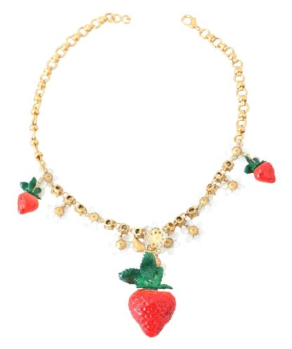 Dolce & Gabbana - Elegant Gold Strawberry Charm Necklace