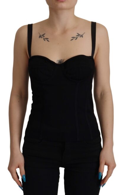 Dolce & Gabbana - Sleek Black Mesh Sleeveless Corset Top