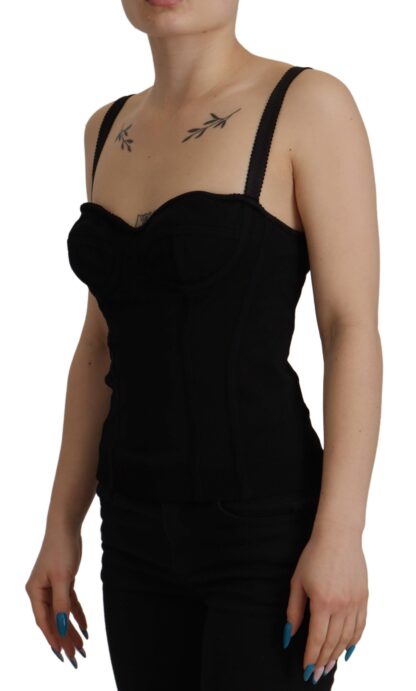 Dolce & Gabbana - Sleek Black Mesh Sleeveless Corset Top