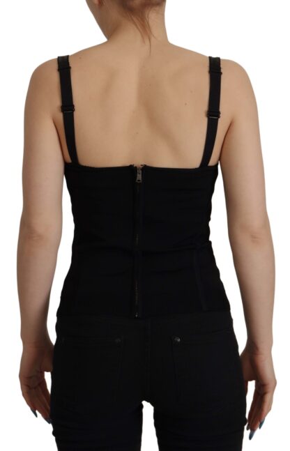 Dolce & Gabbana - Sleek Black Mesh Sleeveless Corset Top