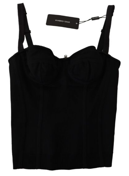 Dolce & Gabbana - Sleek Black Mesh Sleeveless Corset Top