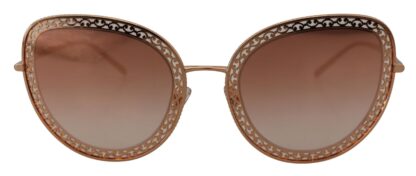 Dolce & Gabbana - Elegant Lace-Patterned Rose Gold Sunglasses