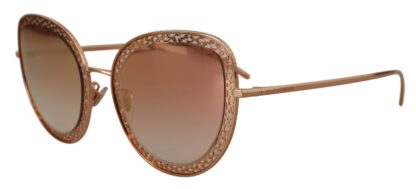 Dolce & Gabbana - Elegant Lace-Patterned Rose Gold Sunglasses