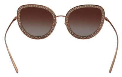 Dolce & Gabbana - Elegant Lace-Patterned Rose Gold Sunglasses