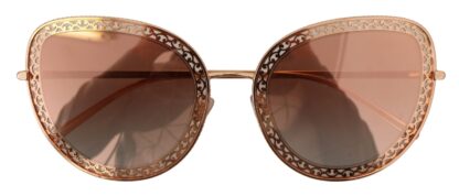 Dolce & Gabbana - Elegant Lace-Patterned Rose Gold Sunglasses