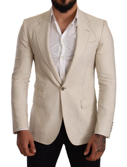 Dolce & Gabbana - Elegant Beige Silk-Linen Blend Blazer