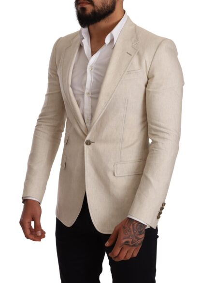 Dolce & Gabbana - Elegant Beige Silk-Linen Blend Blazer