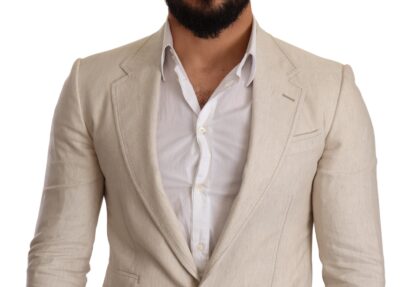 Dolce & Gabbana - Elegant Beige Silk-Linen Blend Blazer