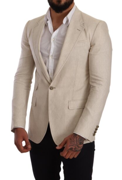 Dolce & Gabbana - Elegant Beige Silk-Linen Blend Blazer