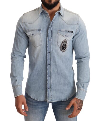 Dolce & Gabbana - Elegant Denim Long Sleeve Embroidered Shirt