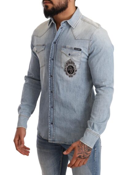 Dolce & Gabbana - Elegant Denim Long Sleeve Embroidered Shirt