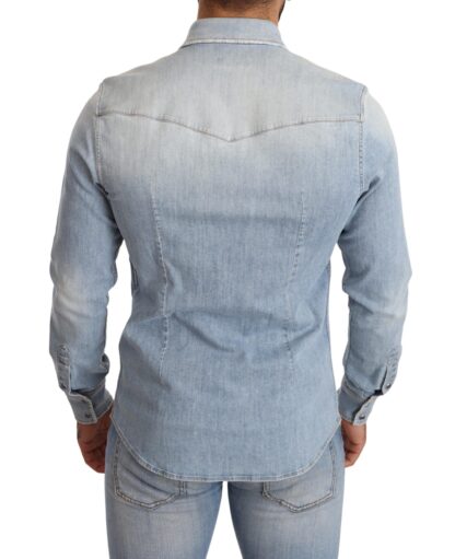 Dolce & Gabbana - Elegant Denim Long Sleeve Embroidered Shirt