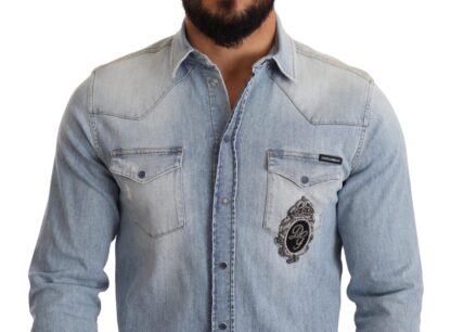 Dolce & Gabbana - Elegant Denim Long Sleeve Embroidered Shirt