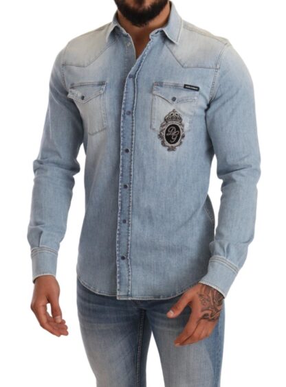 Dolce & Gabbana - Elegant Denim Long Sleeve Embroidered Shirt