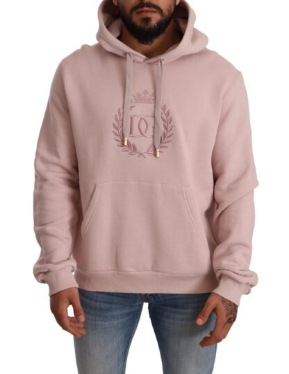 Dolce & Gabbana - Elegant Pink Crown Print Hooded Sweater