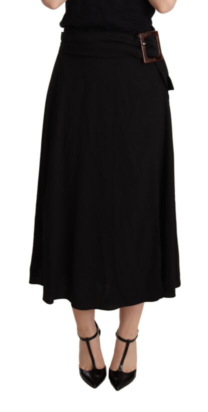 Dolce & Gabbana - Black High Waist Pleated Midi Skirt