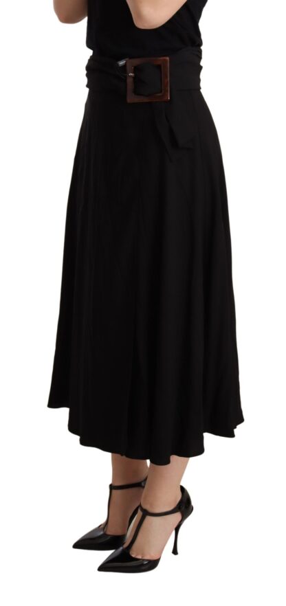 Dolce & Gabbana - Black High Waist Pleated Midi Skirt