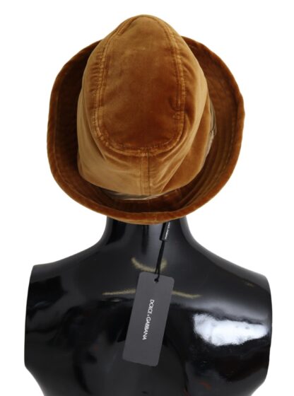 Dolce & Gabbana - Elegant Mustard Velvet Bucket Cap