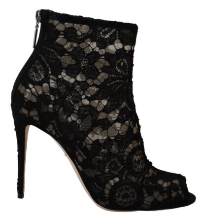 Dolce & Gabbana - Black Taormina Lace Stiletto Booties