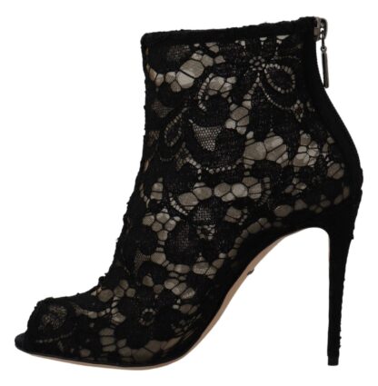 Dolce & Gabbana - Black Taormina Lace Stiletto Booties