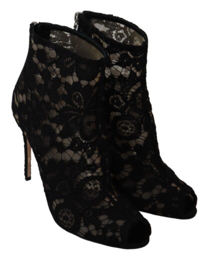 Dolce & Gabbana - Black Taormina Lace Stiletto Booties