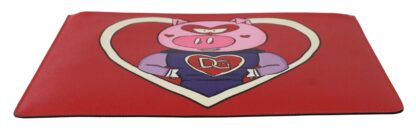 Dolce & Gabbana - Red Pig Love Print Leather Document Bag