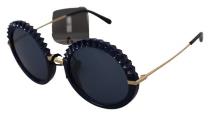 Dolce & Gabbana - Elegant Navy-Gold Round Sunglasses