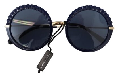 Dolce & Gabbana - Elegant Navy-Gold Round Sunglasses