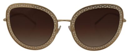 Dolce & Gabbana - Elegant Lace-Patterned Gold Sunglasses