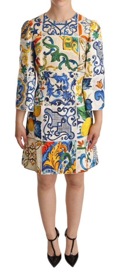 Dolce & Gabbana - Elegant Multicolor Majolica Print Flared Dress