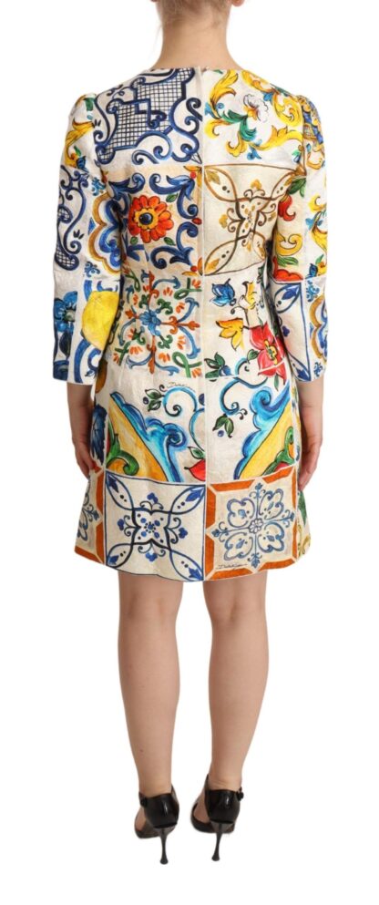 Dolce & Gabbana - Elegant Multicolor Majolica Print Flared Dress