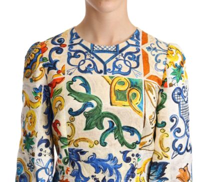 Dolce & Gabbana - Elegant Multicolor Majolica Print Flared Dress