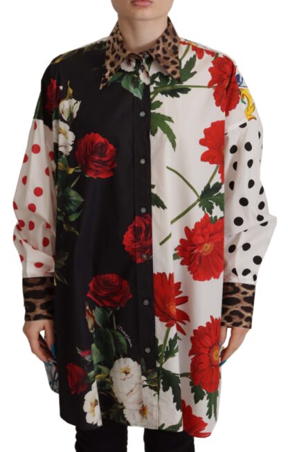 Dolce & Gabbana - Multicolor Floral Polka Dot Leopard Print Shirt