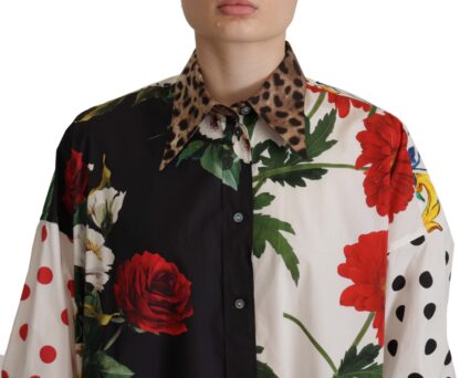 Dolce & Gabbana - Multicolor Floral Polka Dot Leopard Print Shirt