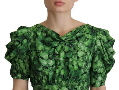 Dolce & Gabbana - Elegant Green Silk Puff Sleeve Blouse