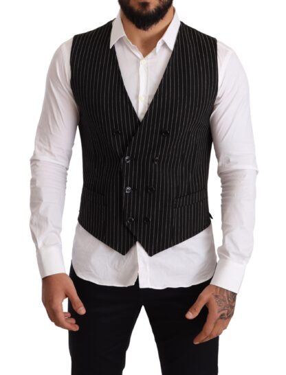 Dolce & Gabbana - Elegant Black Striped Formal Dress Vest