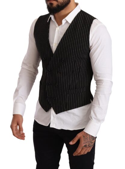 Dolce & Gabbana - Elegant Black Striped Formal Dress Vest